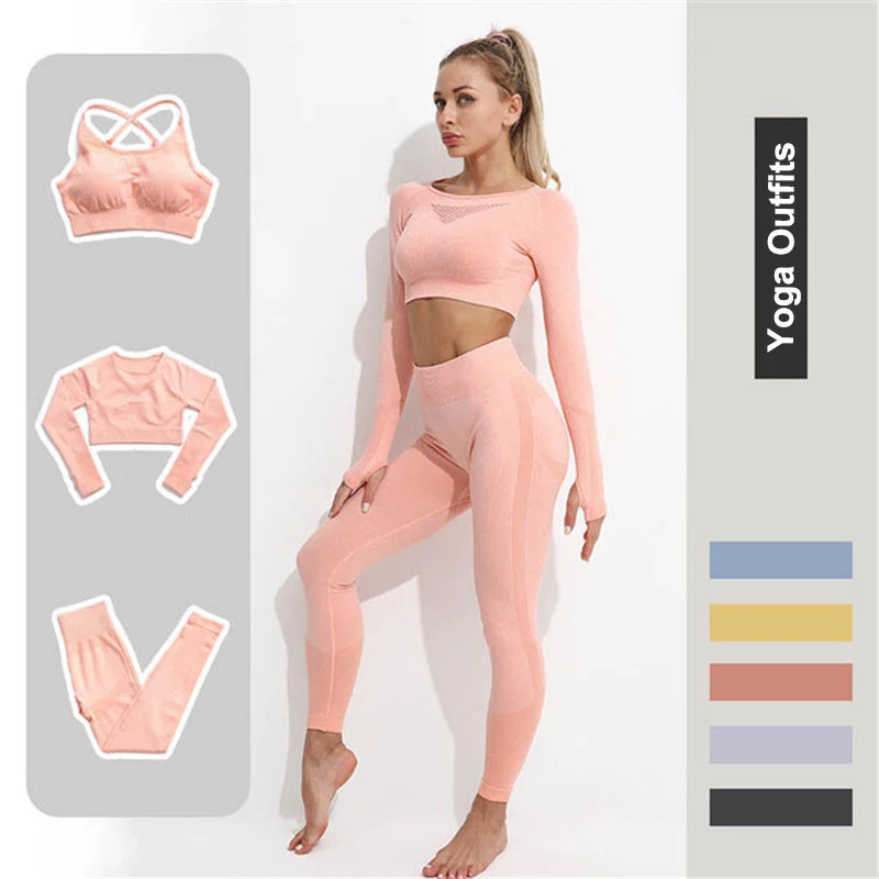 Training Workout Yoga Set Professional Clothes for Women Fitness Seamless Leggings Crop Top Sports Bra Long Sleeve Yoga Outfits
Training Workout Yoga Set Professional Clothes for Women Fitness Seamless Leggings Crop Top Sports Bra Long Sleeve Yoga Outfits