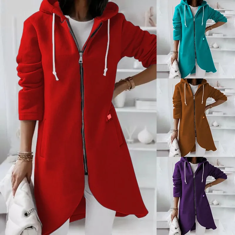 Sweatshirt Irregular Long Zipper Streetwear Coat Women's Hooded Sleeve Cause Color Hem Solid Sweater Custom Embroide Jacket
Sweatshirt Irregular Long Zipper Streetwear Coat Women's Hooded Sleeve Cause Color Hem Solid Sweater Custom Embroide Jacket