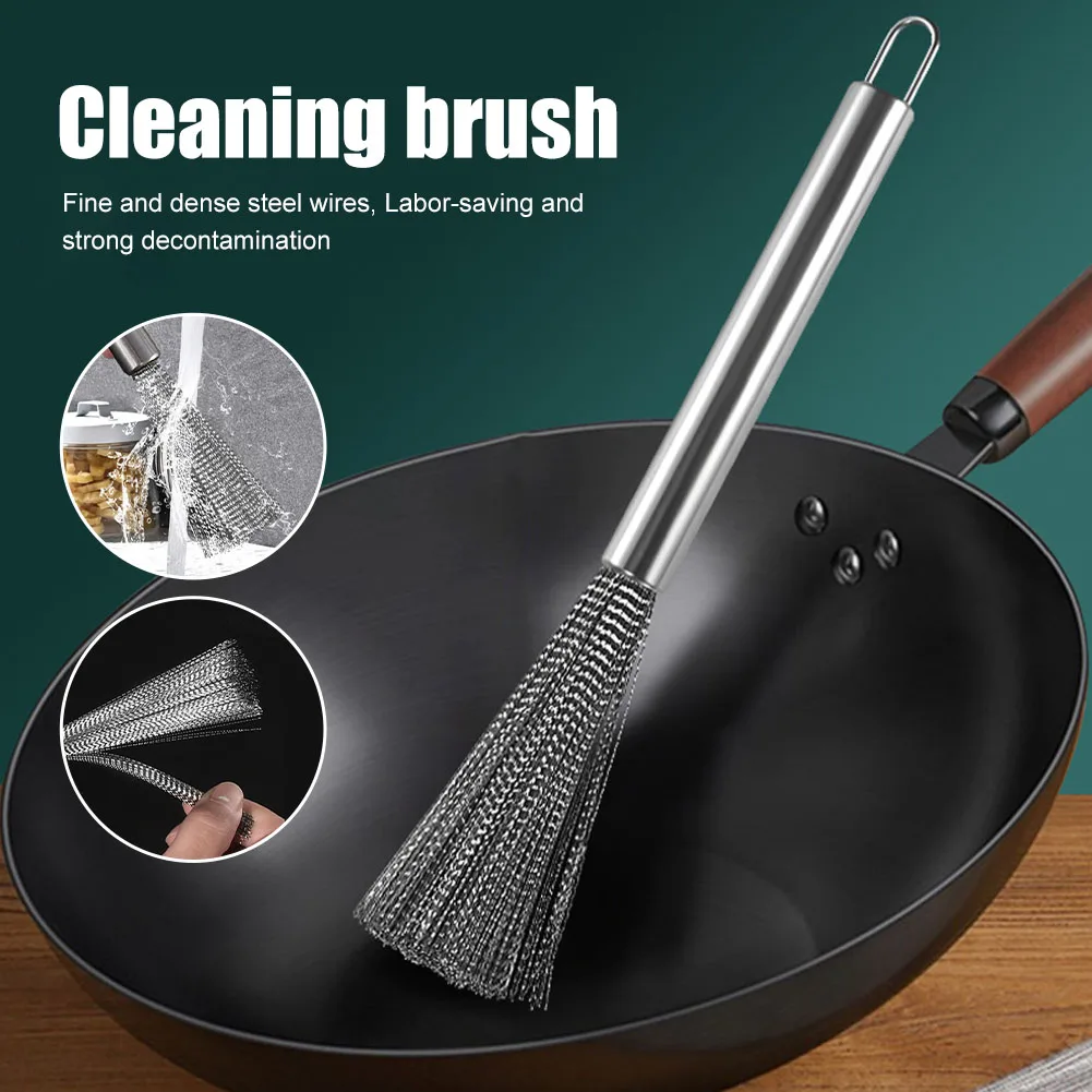 New 304 Stainless Steel Cleaning Brush Kitchen Pot Tableware Cleaning Brush Strong Decontamination Long Handle Dishwashing Tools
New 304 Stainless Steel Cleaning Brush Kitchen Pot Tableware Cleaning Brush Strong Decontamination Long Handle Dishwashing Tools