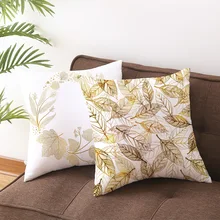 Fashionable and Minimalist Car Pillows Nordic Digital Printing Golden Leaf Sofa Pillowcase Cover Home Cushion Bungou Stray Dogs
