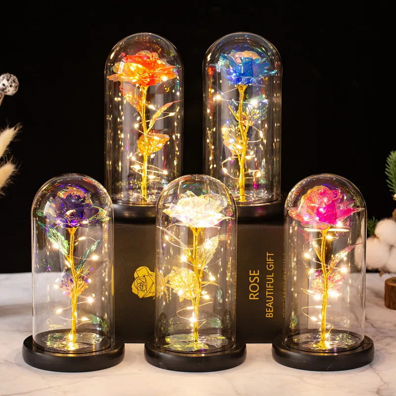 Drop shipping 6 colors Galaxy Rose In Flask Flashing Flowers In Glass Dome Beauty And The Beast Valentine's Day Mother's Gift
Drop shipping 6 colors Galaxy Rose In Flask Flashing Flowers In Glass Dome Beauty And The Beast Valentine's Day Mother's Gift