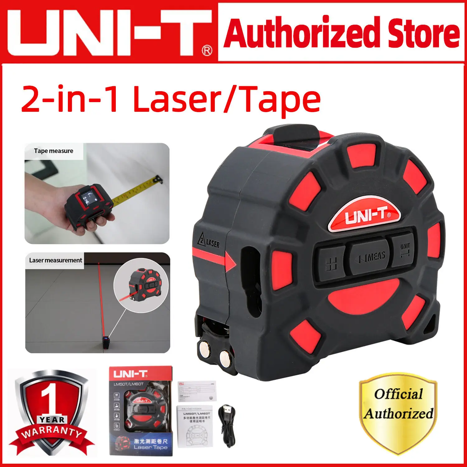 UNI-T LM60T/LM50T Laser Measuring Tape Measure 50M 60M Digital Distance Meter Rangefinder Retractable 5m Ruler Professional
UNI-T LM60T/LM50T Laser Measuring Tape Measure 50M 60M Digital Distance Meter Rangefinder Retractable 5m Ruler Professional