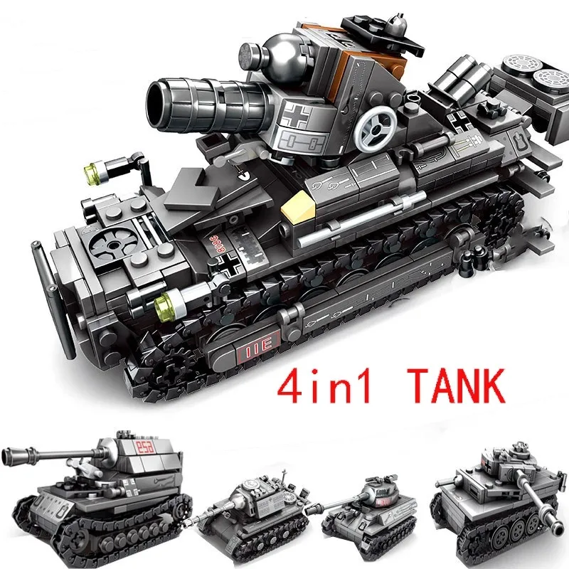 New Tank 4 in 1 Military Series Weapon Building Blocks Assembly Model DIY Bricks Toys for Boys Children Birthday Gift
New Tank 4 in 1 Military Series Weapon Building Blocks Assembly Model DIY Bricks Toys for Boys Children Birthday Gift