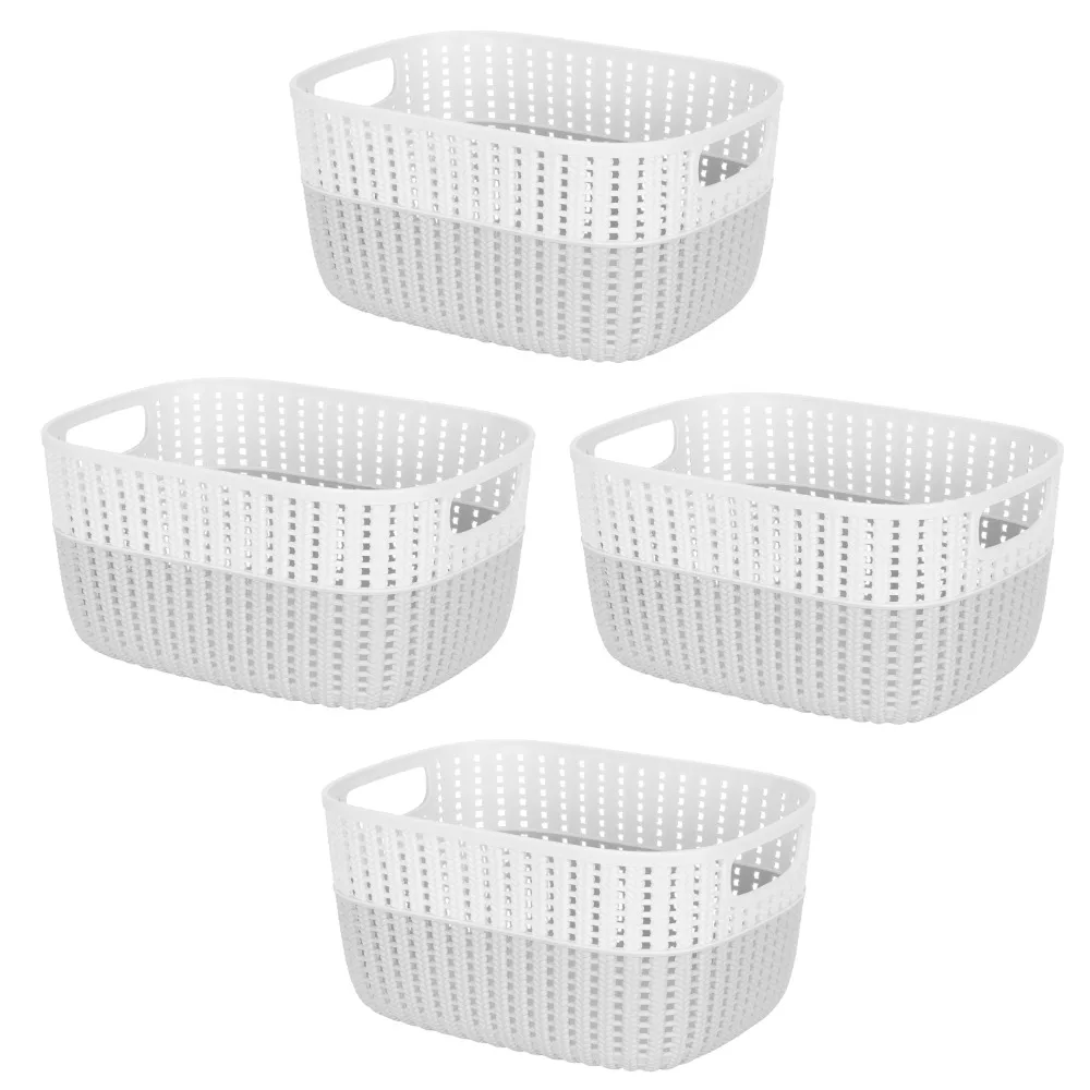 Storage Woven Basket 4 Pack 2-Tone Decorative Medium Storage Basket Plastic In Heather Grey
Storage Woven Basket 4 Pack 2-Tone Decorative Medium Storage Basket Plastic In Heather Grey