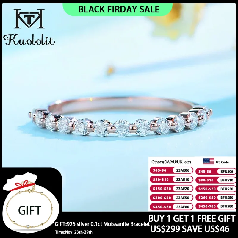 

Кольцо Kuololit Moissanite 585 14K 10K 18K розовое золото полувечность кольца с дизайном «пузырьки» для женщин ювелирные изделия обручальное кольцо с бриллиантом для свадьбы