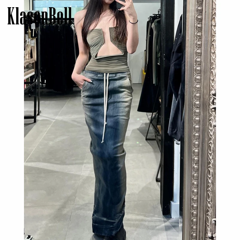 5.6 KlasonBell Women Vintage Temperament Drawstring Pocket Slim Back Split Denim Maxi Skirt
5.6 KlasonBell Women Vintage Temperament Drawstring Pocket Slim Back Split Denim Maxi Skirt