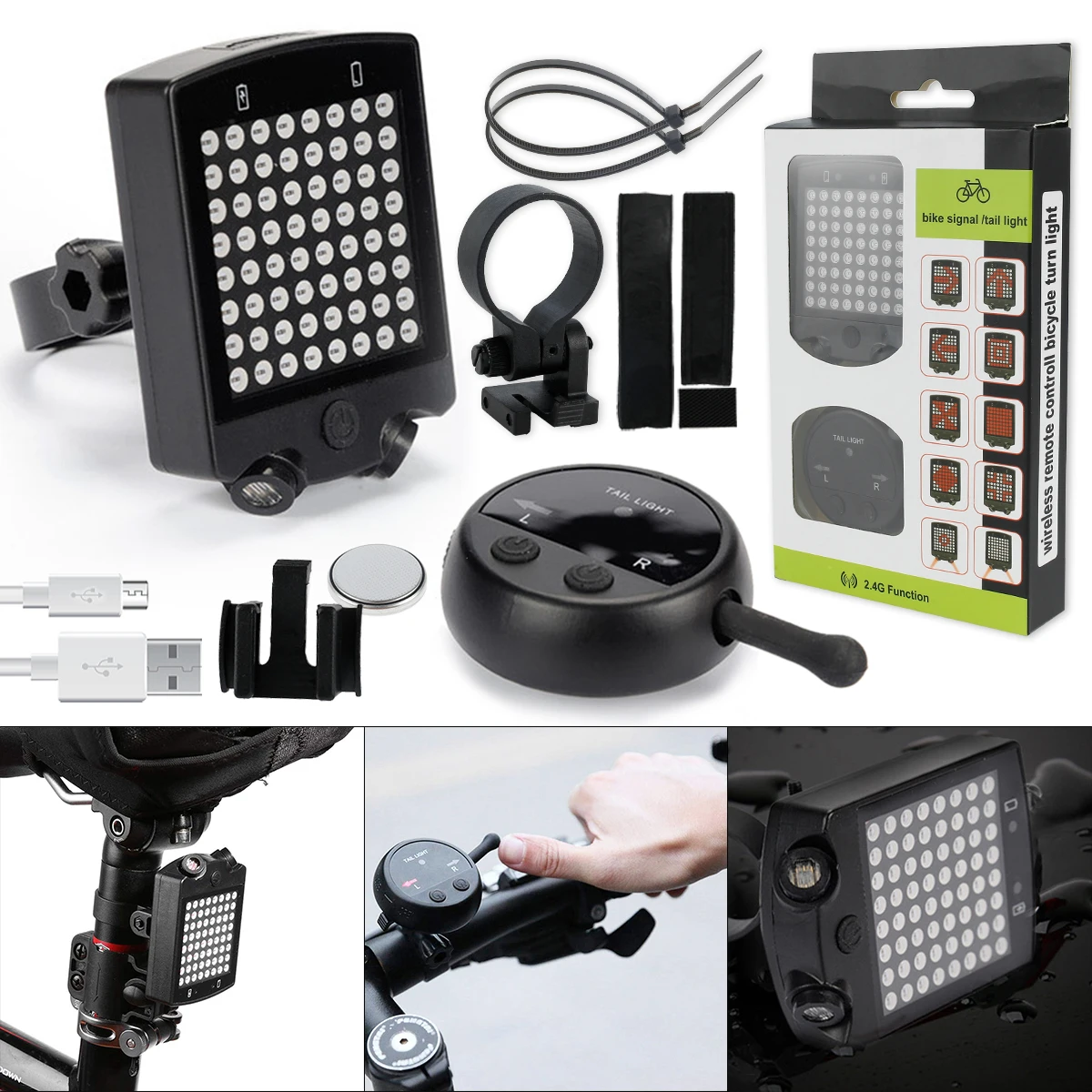 LED Bike Rear Turn Signal Light with Wireless Remote Control USB Rechargeable Bike Tail Light IP55 Waterproof Bicycle Brake Rear
LED Bike Rear Turn Signal Light with Wireless Remote Control USB Rechargeable Bike Tail Light IP55 Waterproof Bicycle Brake Rear