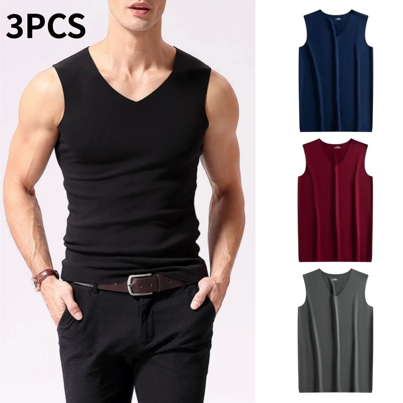 3PCS Men Thermal Underwear Autumn Winter Bottoming Shirt Male V-neck Top Sleeveless Solid Tops Padded Vest Mens Slim Underwear
3PCS Men Thermal Underwear Autumn Winter Bottoming Shirt Male V-neck Top Sleeveless Solid Tops Padded Vest Mens Slim Underwear