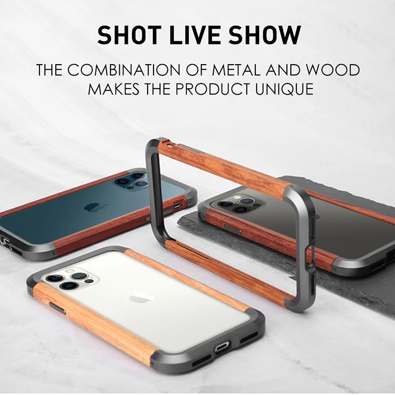 New Aluminum Metal & Wood Bumper For iPhone 13 12 Pro Max 12 Mini 11 Pro Max X 10 XS XR 7 8 Plus Mobile Phone Protection Frame
New Aluminum Metal & Wood Bumper For iPhone 13 12 Pro Max 12 Mini 11 Pro Max X 10 XS XR 7 8 Plus Mobile Phone Protection Frame