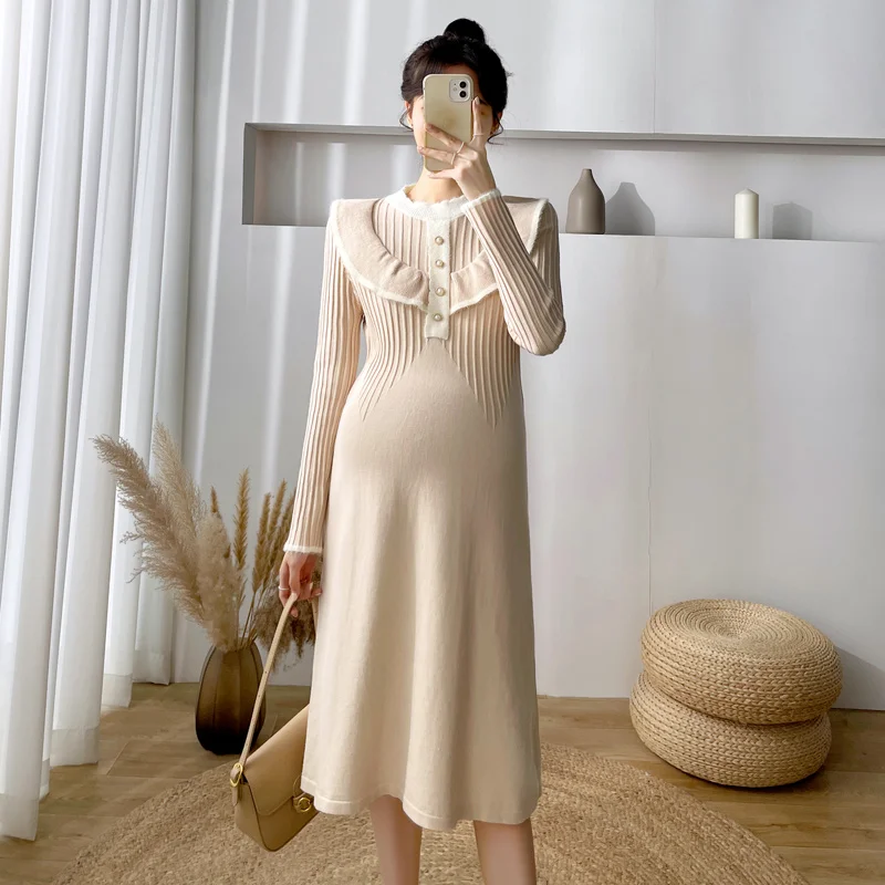 6205# Autumn Winter Korean Fashion Knitted Maternity Dress Sweet Ruffle A Line Clothes for Pregnant Women Postpartum Pregnancy
6205# Autumn Winter Korean Fashion Knitted Maternity Dress Sweet Ruffle A Line Clothes for Pregnant Women Postpartum Pregnancy