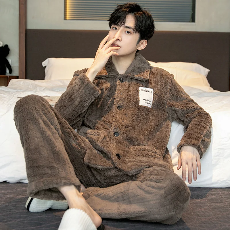 QUHENG Thick Warm Flannel Men Pajama Sets Autumn Winter for Men Long Sleeved Trousers Coral Velvet Sleepwear Suit Home Clothes
QUHENG Thick Warm Flannel Men Pajama Sets Autumn Winter for Men Long Sleeved Trousers Coral Velvet Sleepwear Suit Home Clothes