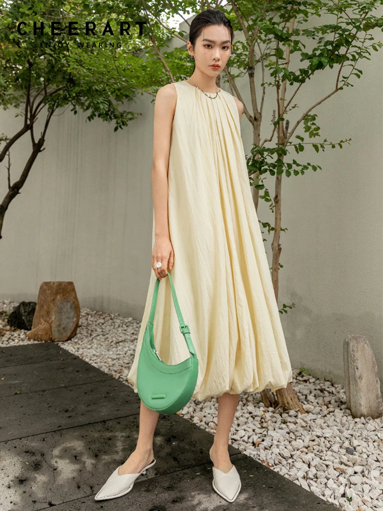 CHEERART High Fashion Summer Sleeveless Long Midi Dress For Women 2022 Summer Khaki White Black Designer Dress Runway Clothes
CHEERART High Fashion Summer Sleeveless Long Midi Dress For Women 2022 Summer Khaki White Black Designer Dress Runway Clothes