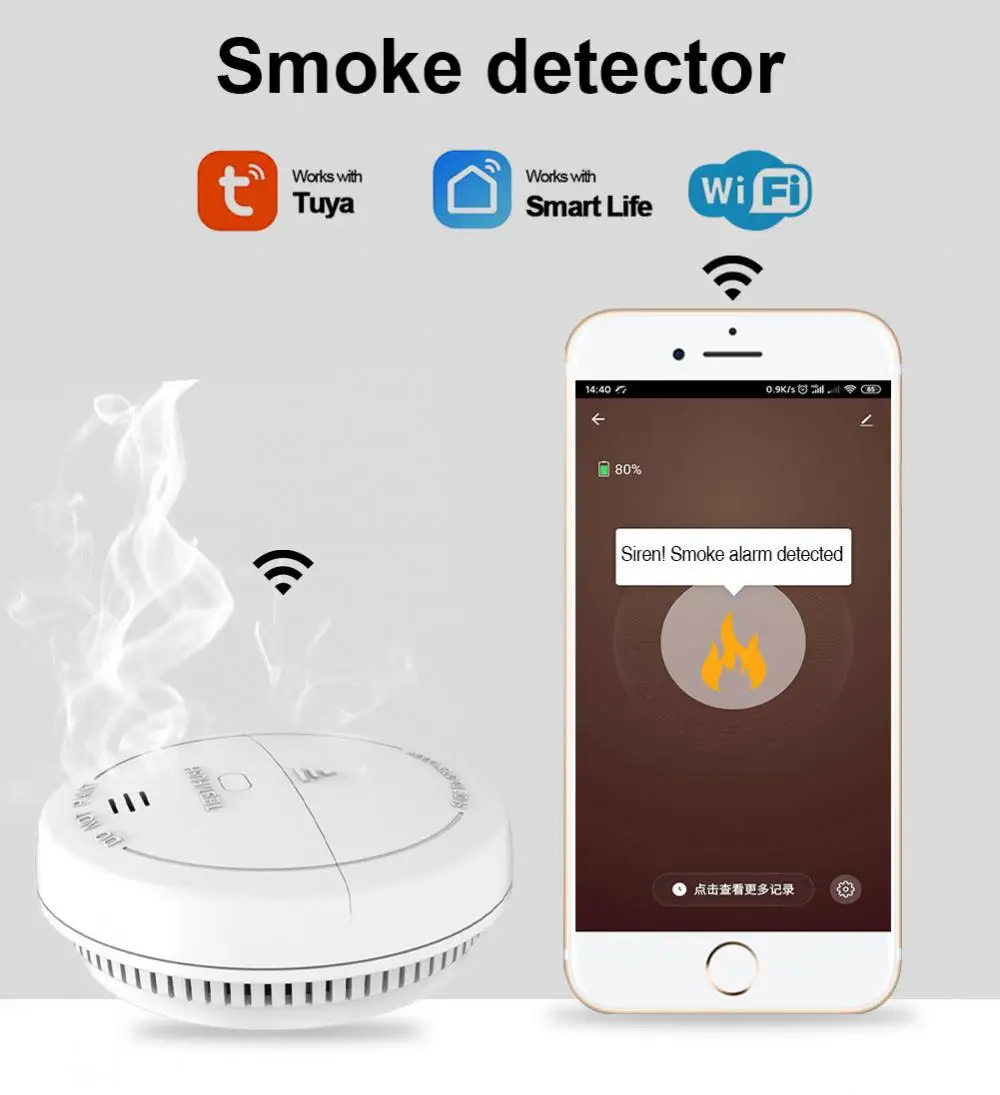 Wall Mounted Smoke Fire Detector Wireless Smoke Alarm Tuya Family Fire Safety System Real Time Indoor
Wall Mounted Smoke Fire Detector Wireless Smoke Alarm Tuya Family Fire Safety System Real Time Indoor