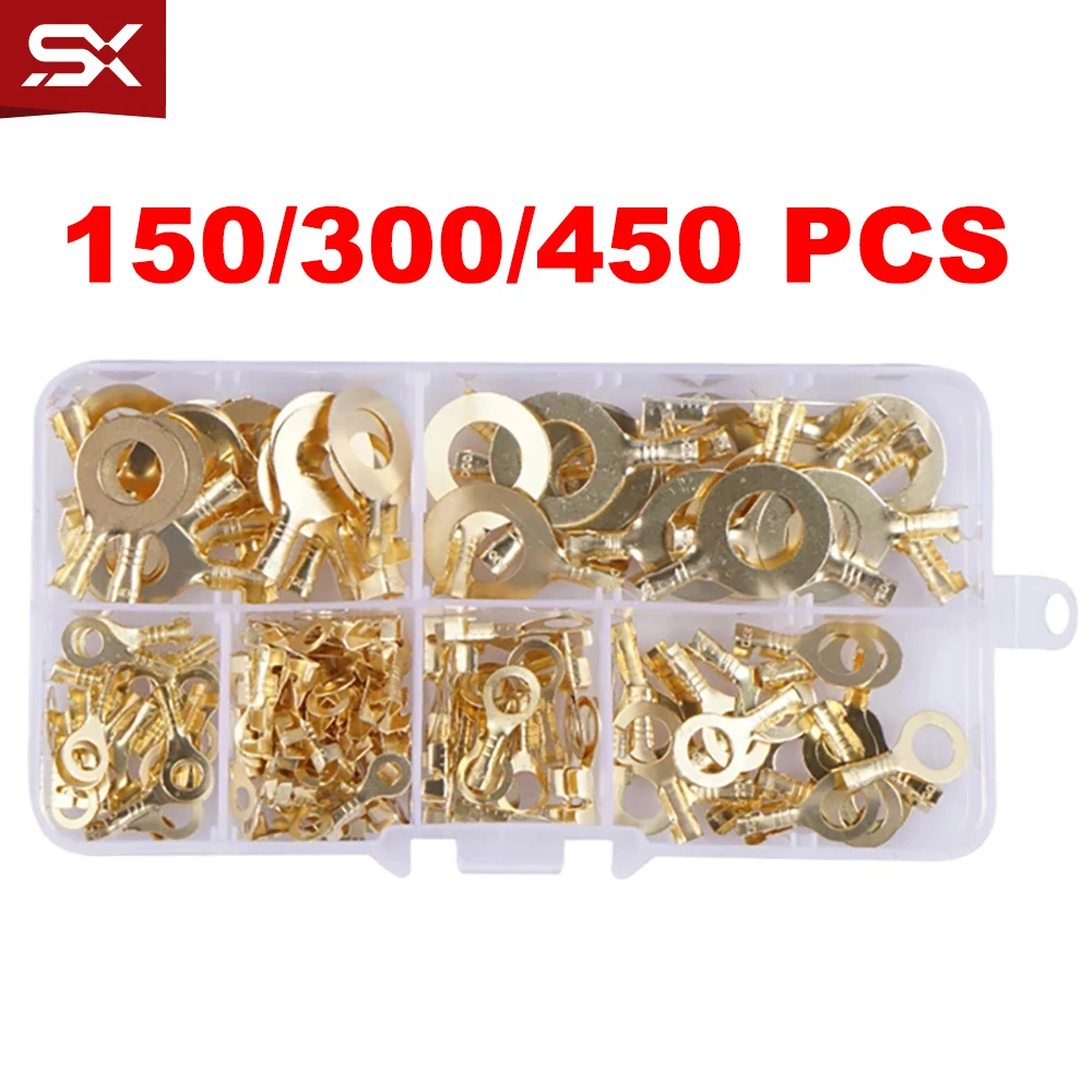 450/300/150PCS M3 M4 M5 M6 M8 M10 Ring Lugs Eyes Copper Crimp Terminals Cable Wire Connector Terminal DIY Electronics Kit
450/300/150PCS M3 M4 M5 M6 M8 M10 Ring Lugs Eyes Copper Crimp Terminals Cable Wire Connector Terminal DIY Electronics Kit