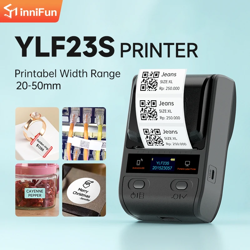 Innifun YLF23P YLF23S Portable Jewelry Label Printer Wireless Bluetooth Maker With Self-adhesive Label roll for Business
Innifun YLF23P YLF23S Portable Jewelry Label Printer Wireless Bluetooth Maker With Self-adhesive Label roll for Business