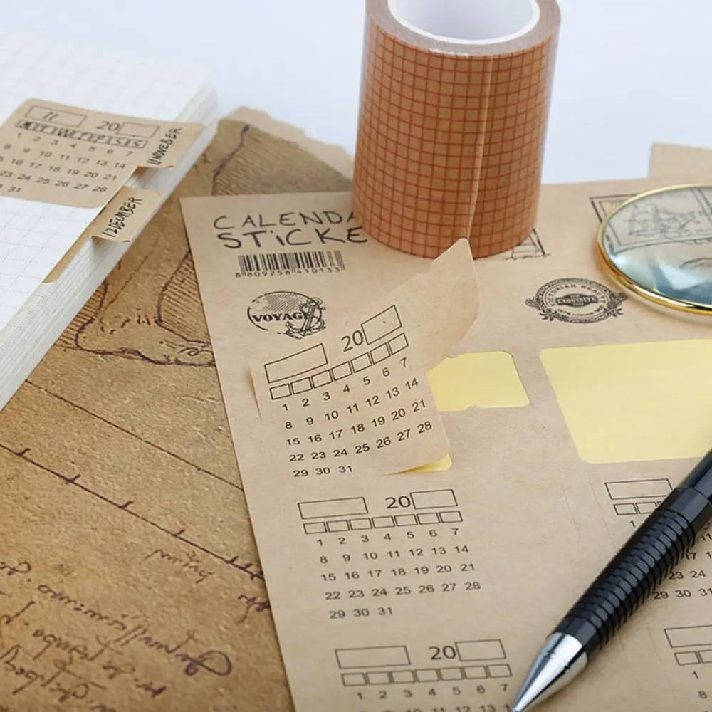 

Коричневый Органайзер в стиле ретро, канцелярский блокнот, ручная работа, фотобумага, индекс, календарь, наклейка