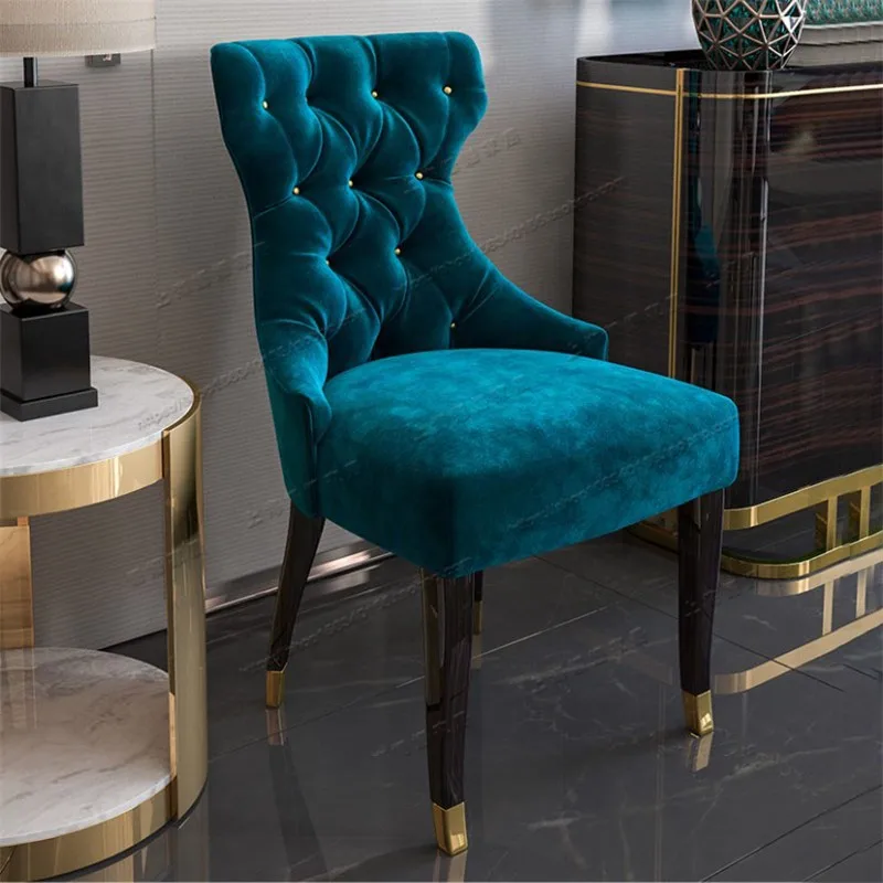 High grade American solid wood blue flannelette dining chair light luxury European Technology cloth office chair hotel restauran
High grade American solid wood blue flannelette dining chair light luxury European Technology cloth office chair hotel restauran