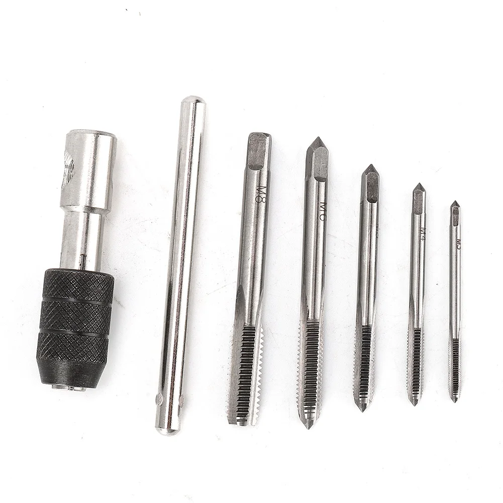 6pcs M3-M8 Tap Drill Set T Handle Ratchet Tap Wrench Machinist Tool With Screw Hand Tapping Operation Twist Drill Bit Hand Tool
6pcs M3-M8 Tap Drill Set T Handle Ratchet Tap Wrench Machinist Tool With Screw Hand Tapping Operation Twist Drill Bit Hand Tool