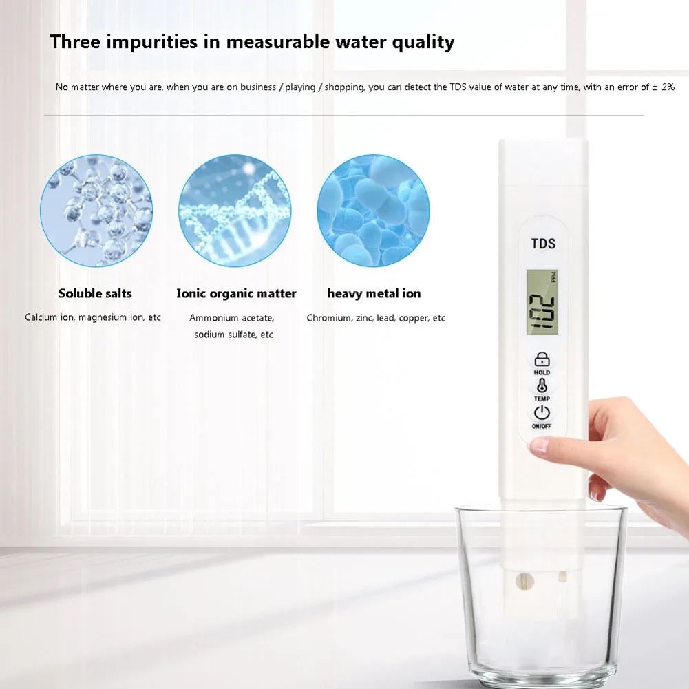 Water Quality Analysis Meter Measurement TDS Meter Tester Portable Detection Water Purity Quality Test TDS-3 Tester Home 1pcs
Water Quality Analysis Meter Measurement TDS Meter Tester Portable Detection Water Purity Quality Test TDS-3 Tester Home 1pcs