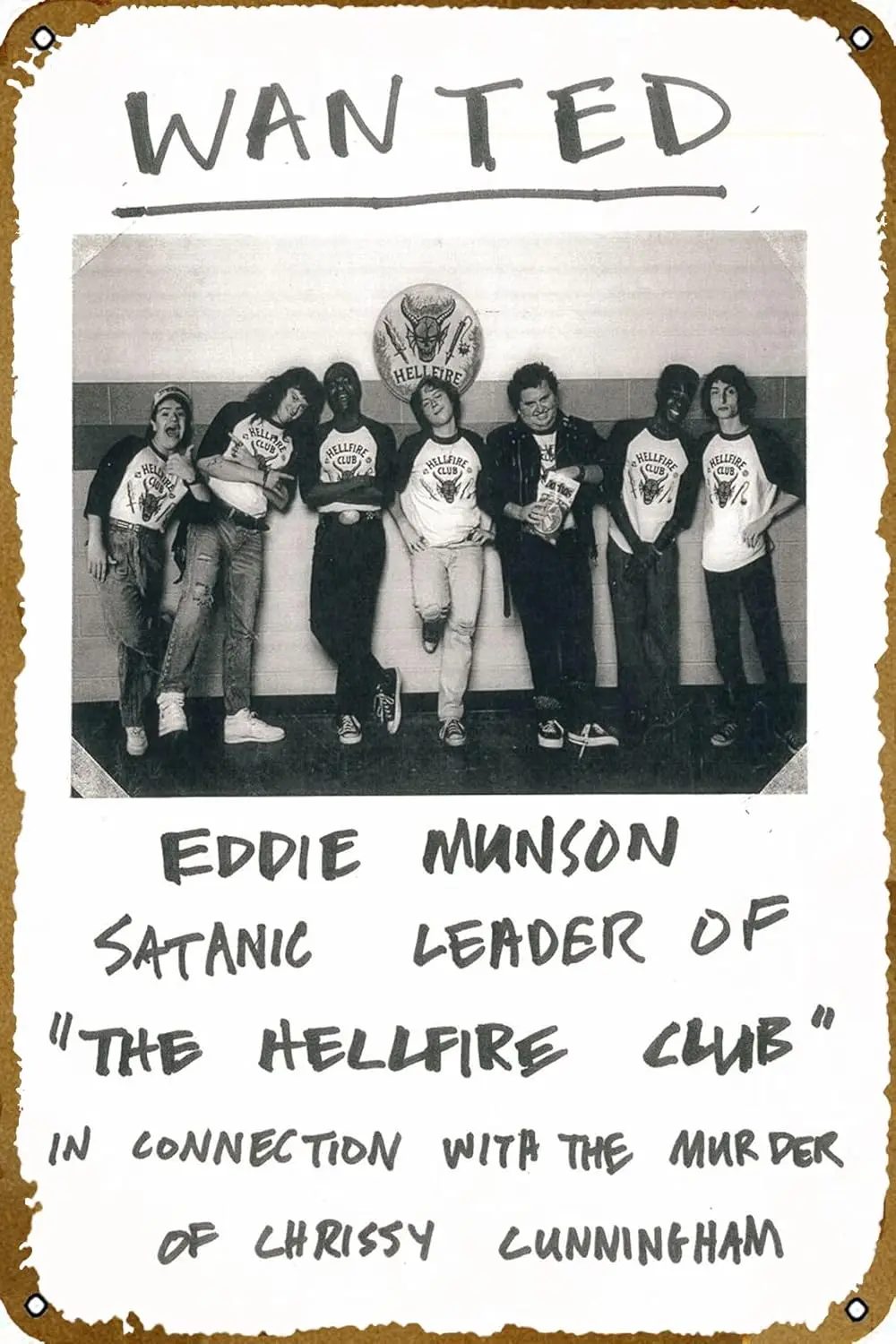 Wnted: Плакат Edde Munson Moves &mp для телевизора Vntge Tn Metl Sgn 8x12 nch Wll Decor
