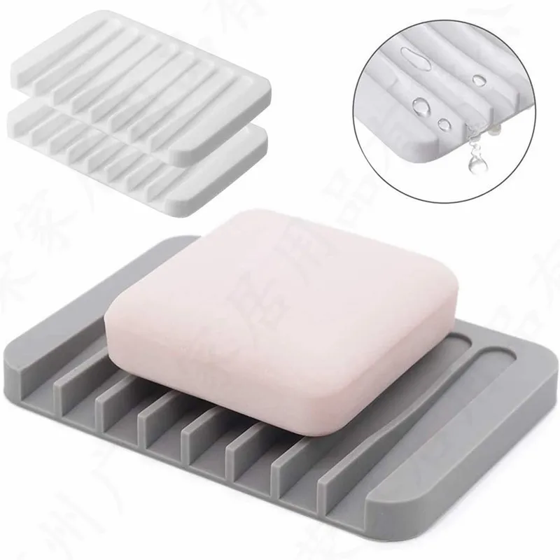 

Silicone Soap Dish Flexible Bathroom Tray Soapbox Anti-skidding Soap Dishes Plate Holder Tray Soap Rack Bathroom Accessories