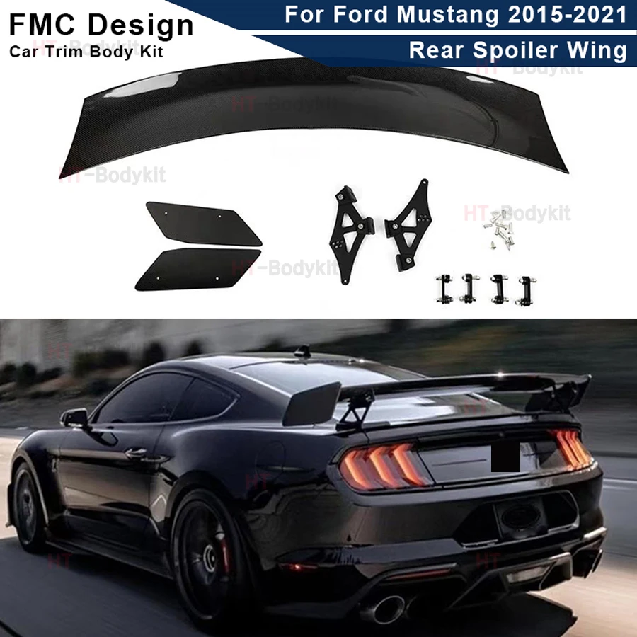 

For Ford Mustang GT V8 V6 Coupe 2015 -2021 GT500 Style Carbon Fiber Rear Boot Spoiler Trunk Lip Wings Spoiler Car Styling