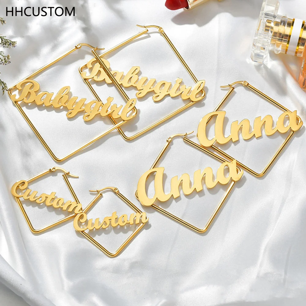 HHCUSTOM Custom Square Name Earring Personality Stainless Steel Letter Nameplate Ear Stud For Women Jewelry Anniversary Gift New
HHCUSTOM Custom Square Name Earring Personality Stainless Steel Letter Nameplate Ear Stud For Women Jewelry Anniversary Gift New