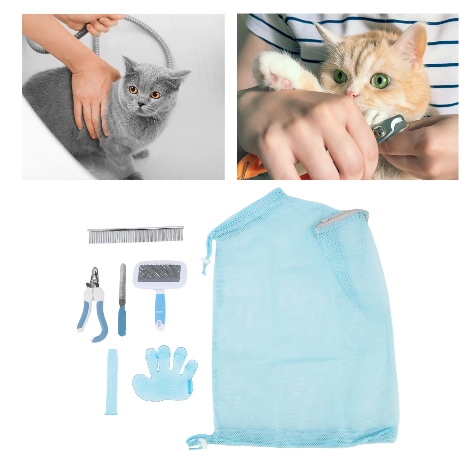 Cat Bathing Bag Multifunctional Set Cat Grooming Bathing Bag For Grooming Nail Trimming Ears Hair Clean Tools Set 
Cat Bathing Bag Multifunctional Set Cat Grooming Bathing Bag For Grooming Nail Trimming Ears Hair Clean Tools Set
