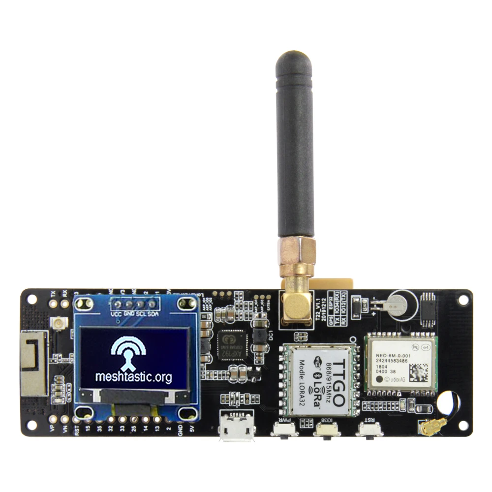 official TTGO Meshtastic T-Beam V1.1 ESP32 433/868/915/923Mhz WiFi Bluetooth ESP32 GPS NEO-6M SMA 18650 Battery Holder With OLED
official TTGO Meshtastic T-Beam V1.1 ESP32 433/868/915/923Mhz WiFi Bluetooth ESP32 GPS NEO-6M SMA 18650 Battery Holder With OLED