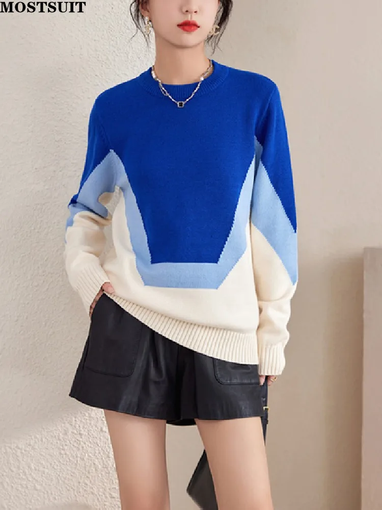 Autumn Winter Stylish Sweater Pullover Women Long Sleeve O-neck Contrast Color Tops Knitwear Chic Workwear Fashion Ladies Jumper
Autumn Winter Stylish Sweater Pullover Women Long Sleeve O-neck Contrast Color Tops Knitwear Chic Workwear Fashion Ladies Jumper