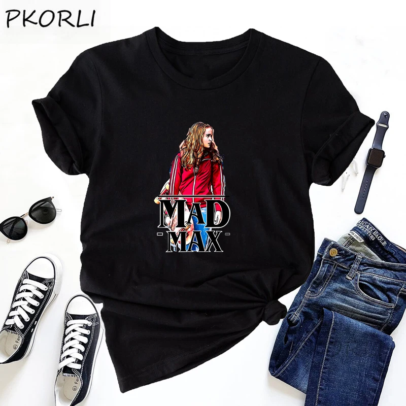 Mad Max Stranger Things T Shirt Women Summer TV Show Streetwear Short Sleeve Graphic Tee Shirt Casual Round Neck Woman Clothes
Mad Max Stranger Things T Shirt Women Summer TV Show Streetwear Short Sleeve Graphic Tee Shirt Casual Round Neck Woman Clothes