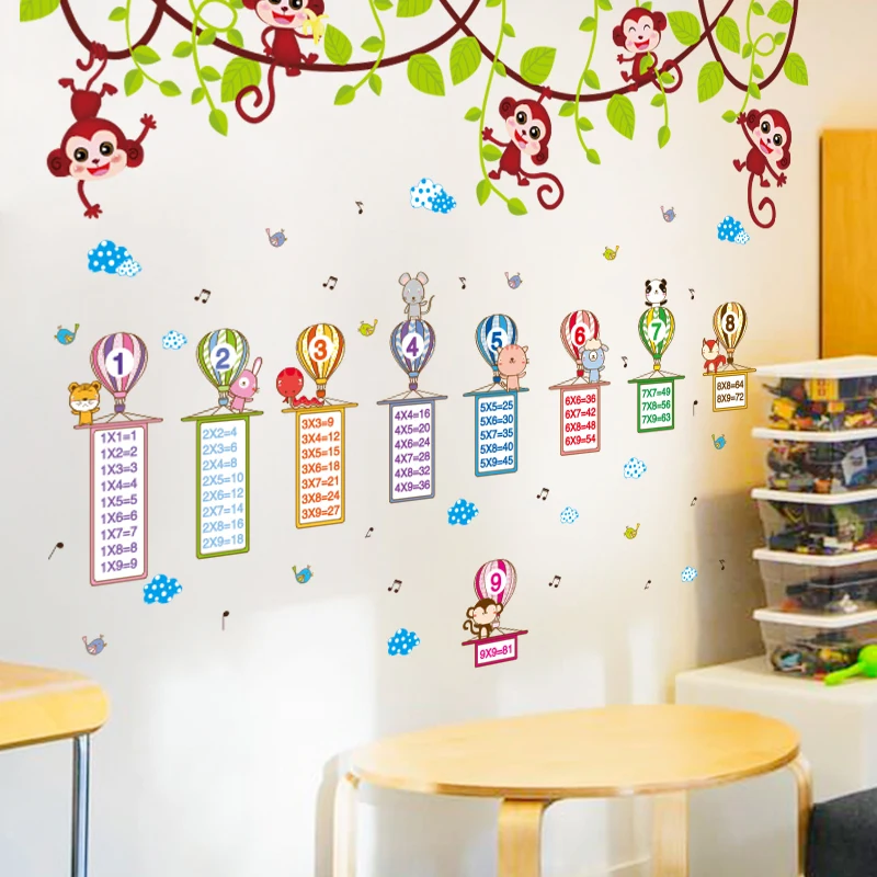 Cartoon Balloons Multiplication Table Wall Stickers DIY Monkeys Vines Wall Decals for Kids Room Baby Bedroom Home Decoration
Cartoon Balloons Multiplication Table Wall Stickers DIY Monkeys Vines Wall Decals for Kids Room Baby Bedroom Home Decoration