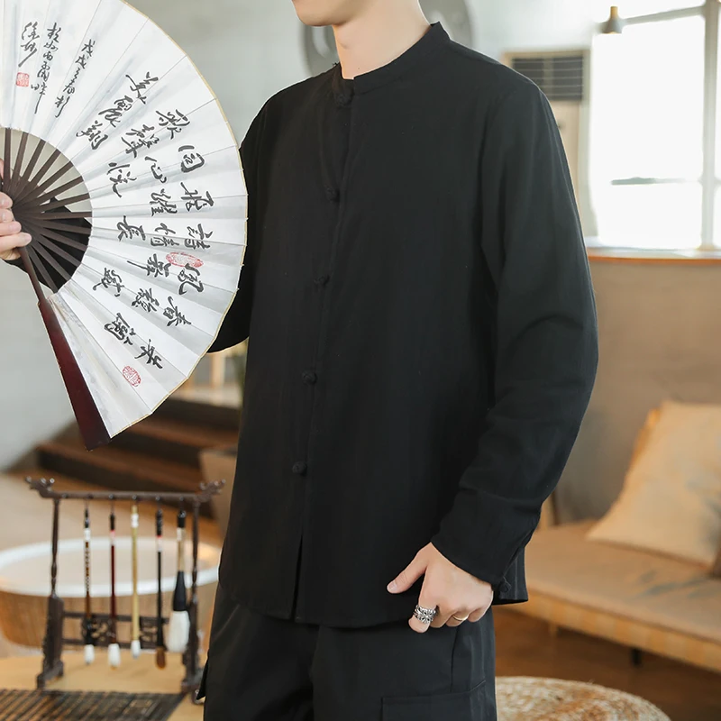 Chinese Style Solid Color Stand Collar Top Tang Suit Plus Size Men's Cotton Disc Buckle Casual Fashion Retro Bottoming Shirt
Chinese Style Solid Color Stand Collar Top Tang Suit Plus Size Men's Cotton Disc Buckle Casual Fashion Retro Bottoming Shirt