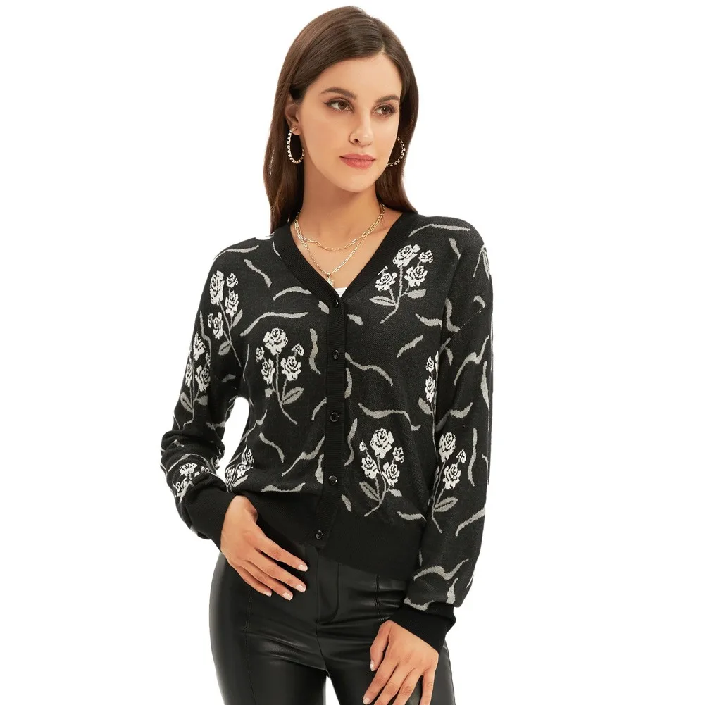 Women Floral Pattern Cardigan Sweater Sweet Elegant Warm Soft Spring Autumn Coats And Tops Long Sleeve V-Neck Button-up Knitwear
Women Floral Pattern Cardigan Sweater Sweet Elegant Warm Soft Spring Autumn Coats And Tops Long Sleeve V-Neck Button-up Knitwear