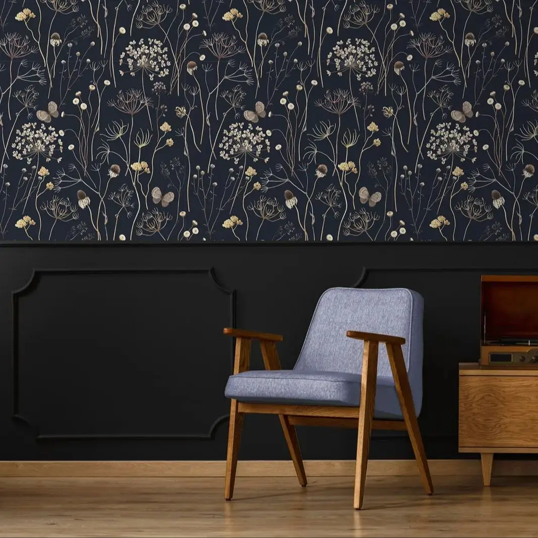 Обои Dark Garden, настенные рисунки с цветочным принтом, съемные обои, темно-синий фон, химерные обои, темный домашний декор 
Обои Dark Garden, настенные рисунки с цветочным принтом, съемные обои, темно-синий фон, химерные обои, темный домашний декор