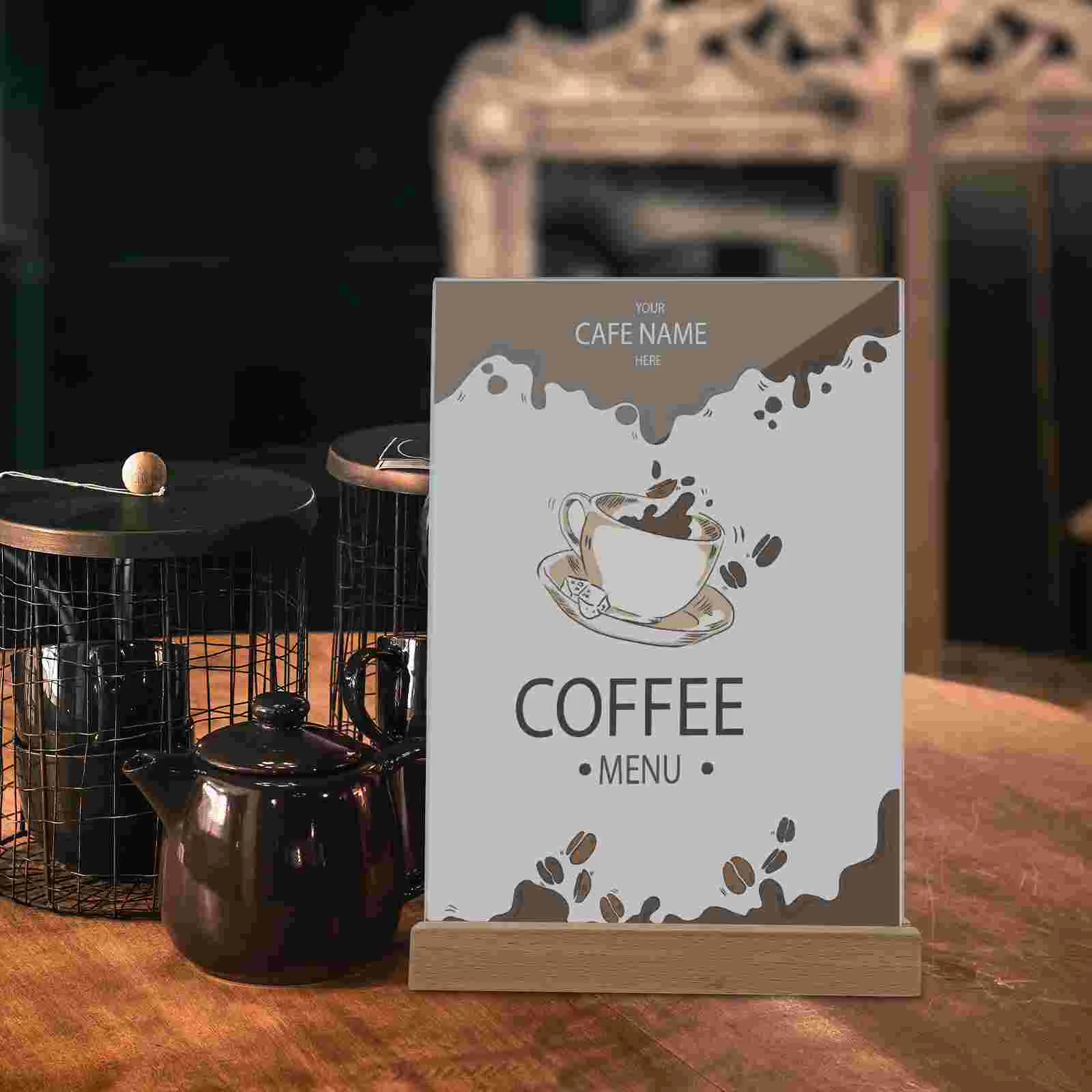 Clear Menu Display Stand Desktop Poster Holder Acrylic Sign Holder for Restaurants with Wood Base
Clear Menu Display Stand Desktop Poster Holder Acrylic Sign Holder for Restaurants with Wood Base