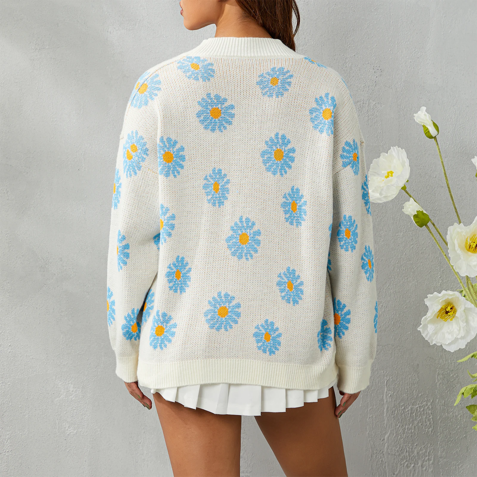Y2K Button Down Sweate Open Front Cardigan V Neck Women Floral Print Cardigan Long Sleeve Daisy Daily Wear
Y2K Button Down Sweate Open Front Cardigan V Neck Women Floral Print Cardigan Long Sleeve Daisy Daily Wear