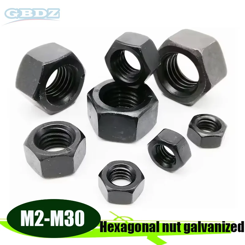 Черные шестигранные гайки DIN934 сталь 8.8/12.9 M2-M30 
Черные шестигранные гайки DIN934 сталь 8.8/12.9 M2-M30