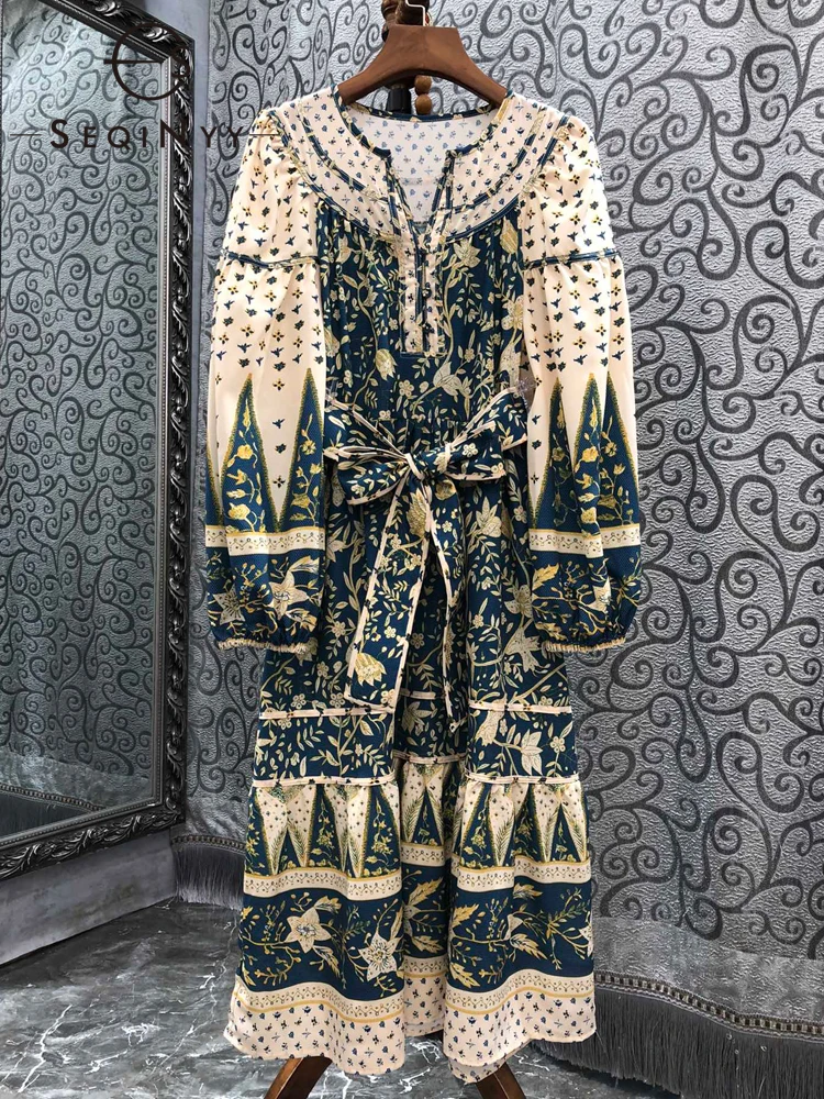 SEQINYY Bohemina Casual Dress Spring Auutmn New Fashion Design Women Runway Lantern Sleeve High Street Vintage Flowers Midi
SEQINYY Bohemina Casual Dress Spring Auutmn New Fashion Design Women Runway Lantern Sleeve High Street Vintage Flowers Midi