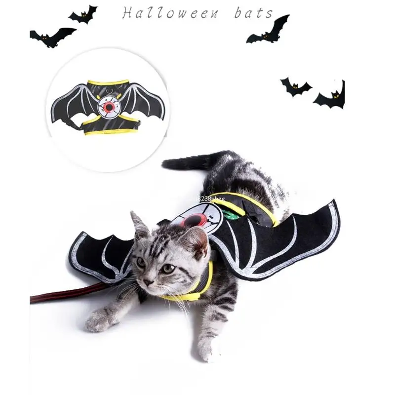 

Cat Chest Back Harness Leash Adjustable Pet Cat Dogs Traction Rope with Bat Wing Dropship