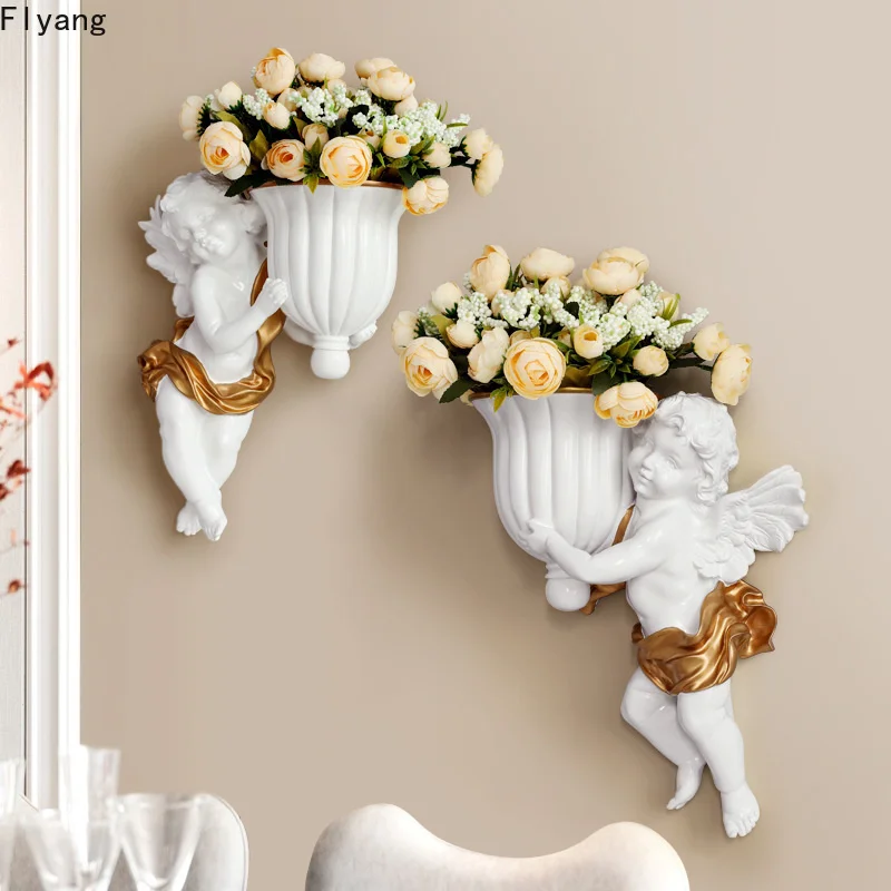 white European-style cupid angel wall vase creative vase wall decoration flower arrangement resin wall vase decorations for home
white European-style cupid angel wall vase creative vase wall decoration flower arrangement resin wall vase decorations for home