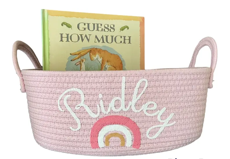 

Custom Basket Personalized Basket Baby Shower Gift Diaper Holder Pet Toy Scrunchie Holder Pink Baby Gift Basket Newborn Gift