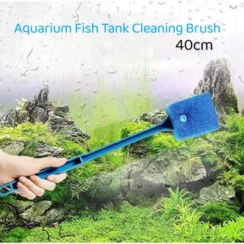 

40CM Aquarium Fish Tank Cleaning Brush Double Sided Head Sponge Floating Clean Aquarium Window Glass Algae Cleaner Tool