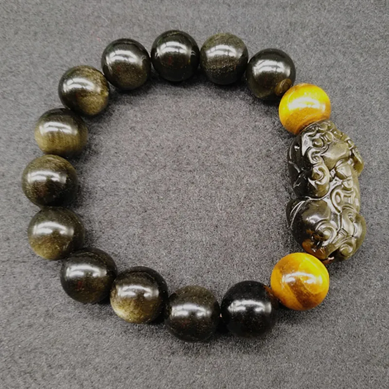 Gold Obsidian round Beads Single Circle Pi Xiu Bracelet Couple's Tiger Eye' Stone round Beads One-Money Women's Accessories Brac
Gold Obsidian round Beads Single Circle Pi Xiu Bracelet Couple's Tiger Eye' Stone round Beads One-Money Women's Accessories Brac