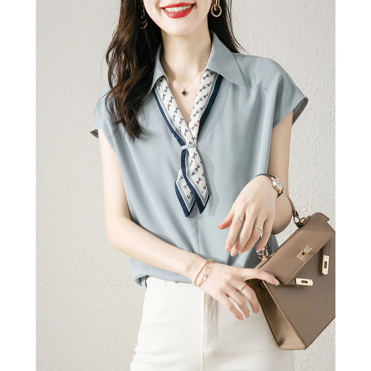 Women Summer Elegant Short Sleeve Lace Up Tie Bow Blouses and Shirts Casual Tops Sexy Pullover Tunic
Women Summer Elegant Short Sleeve Lace Up Tie Bow Blouses and Shirts Casual Tops Sexy Pullover Tunic