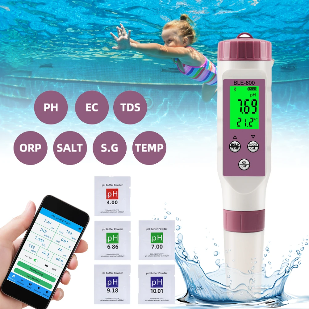 7 in 1 Temp ORP EC TDS Salinity S.G PH Meter Online Blue Tooth Water Quality Tester APP Control for Drinking Laboratory Aquarium
7 in 1 Temp ORP EC TDS Salinity S.G PH Meter Online Blue Tooth Water Quality Tester APP Control for Drinking Laboratory Aquarium