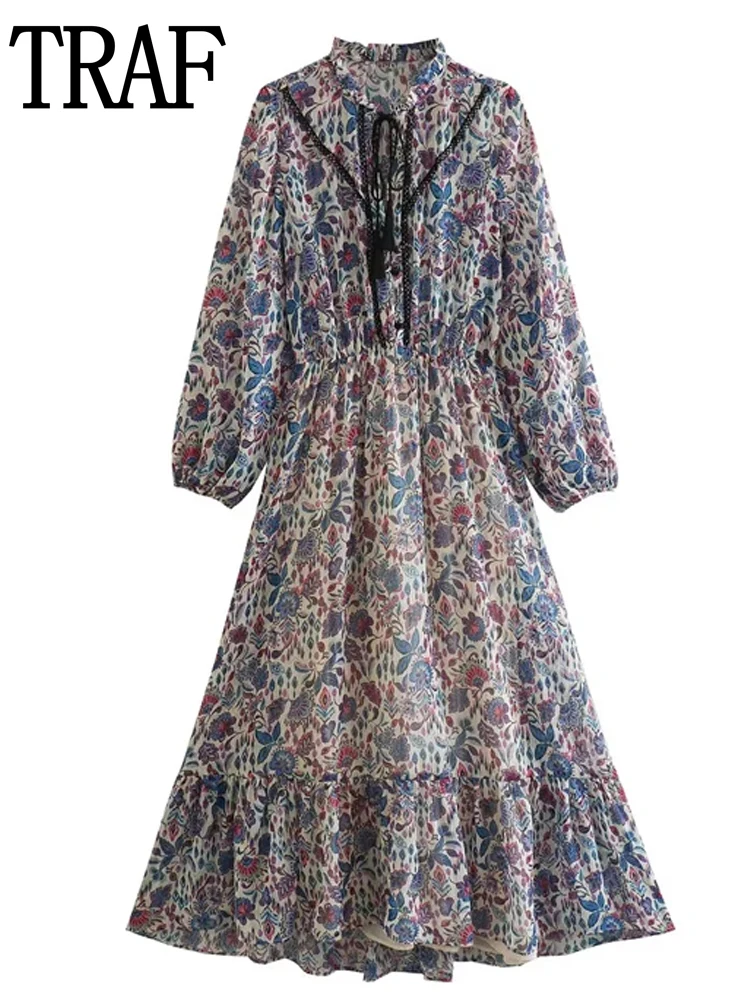 TRAF Print Long Dress Women Pleated Maxi Dress Women Long Sleeve Ruffle Dresses for Women 2023 Summer Tied Lace Female Dresses
TRAF Print Long Dress Women Pleated Maxi Dress Women Long Sleeve Ruffle Dresses for Women 2023 Summer Tied Lace Female Dresses