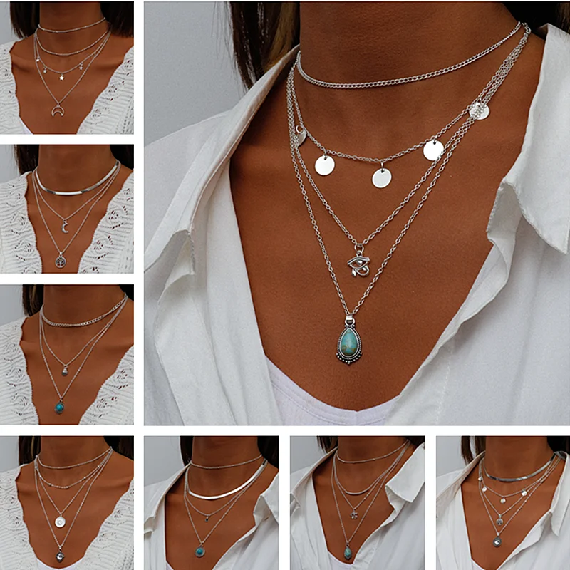 Vintage Multi Layered Portrait Coin Moon Hamsa Hand Chain Necklaces for Women Boho Elephant Hearts Pendants Necklaces Jewelry
Vintage Multi Layered Portrait Coin Moon Hamsa Hand Chain Necklaces for Women Boho Elephant Hearts Pendants Necklaces Jewelry