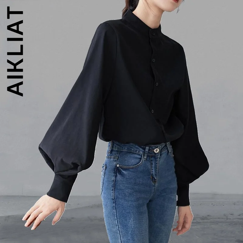 Aikliat Women New Shirt Retro Sexy Chic Friends Ladies Office Lady Single Breasted Stand Collar Shirts Loose Female Women Top
Aikliat Women New Shirt Retro Sexy Chic Friends Ladies Office Lady Single Breasted Stand Collar Shirts Loose Female Women Top