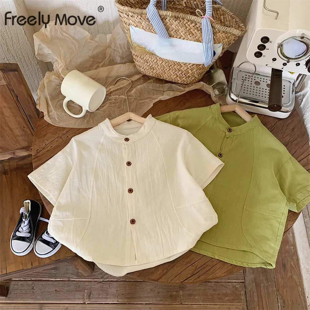 New Children Clothing Boys Girls Blouses 2023 Solid Short Sleeve Single Breasted Girls Shirt Boys Tops Loose Clothing
New Children Clothing Boys Girls Blouses 2023 Solid Short Sleeve Single Breasted Girls Shirt Boys Tops Loose Clothing